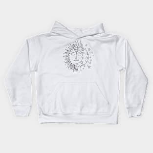 Celestial Sun Moon Black and White Kids Hoodie